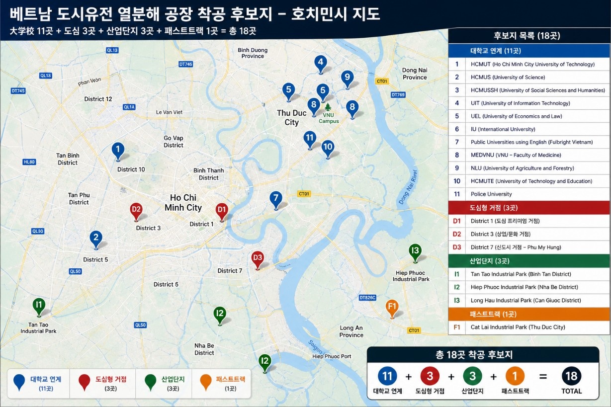 베트남 호치민시 열분해 공장 착공 후보지 지도